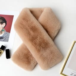 Cute Solid Color Cross Scarf Thicken Faux Rabbit Fur Neck Scarf Neck Warmer Girls