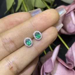 100% Natural emerald Stud earrings Luxury Style 3*4 mm 925 Silver Colombian origin 0.5ct