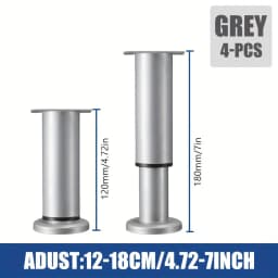 Heavy Duty Adjustable Furniture Legs - Tool-Free Height Adjustment (4.72" to 16.5" /12-42cm), Sturdy Metal Construction