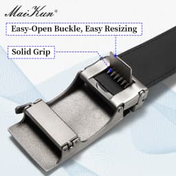 Maikun Brown Leather Ratchet Belts for Men Quick Release and Trim to Fit Length Width 1 3/8"