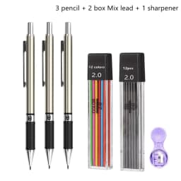 Full Metal 2.0 mm Mechanical Pencils Leads Set for Art Drawing Painting Color 2B Automatic Pencils Office School Pens Supplies