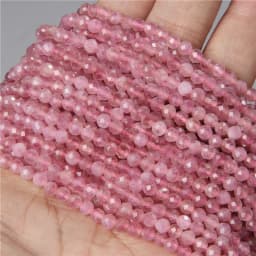 Natural Rose Pink Red Quartz Crystal Stone Beads 2 3 4mm Agates Chalcedony Morganite Rhodochrosite Gem Bead For Making Jewelry