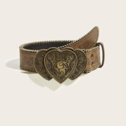 Vintage Carved Buckle PU Wide Belts Boho Brown Embossed Waistband Western Jeans Pants Belt