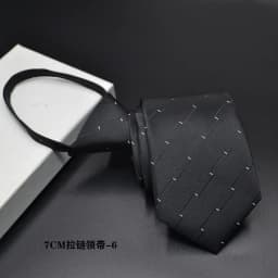 New 7cm Mens Tie Pre-tied Easy Wear Neck Tie Business Wedding Zipper Lazy Pre-tied Korean Style Striped Plaid Solid Necktie