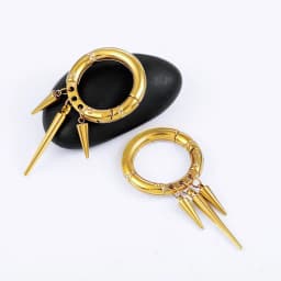 Giga 1/2Pcs 5.5MM Punk Ear Weights Hanger with Dangle Cone Stainless Steel For Ear Stretcher Guages Expander Piercing Jewelry