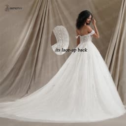 BEPEITHY Customized Plus Size Glitter Princess Wedding Dresses For Women 2026 Off Shoulder Ivory Bride Sleeveless Bridal Gown