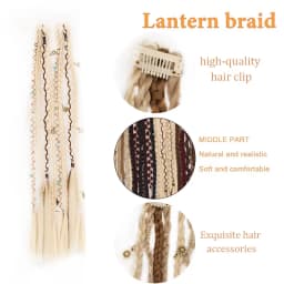Bohemian Long Hair Braid Hand Woven Wig Braid with Decorative Hair Accessories Easy to Wear Synthetic Hair Clip Braid synthetic