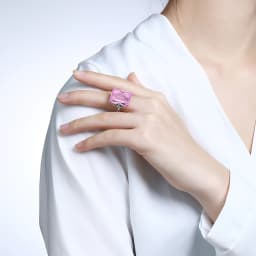 Classic Real 925 Sterling Silver Pink Crystal Ring for Woman Rectangle Anniversary Party Vintage Fine Jewelry Gift