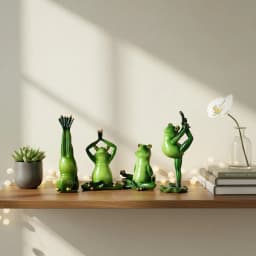 Meditation Gift Yoga Frog Figurines Lotus Pose Headstand Splits Prayer Pose Zen Animal Statue Bookshelf Decorations Shelf