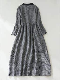 2026 Patchwork Fashion Black White Plaid Autumn Dresses Office Lady Work Dress Japanese Style Women Spring Casual Long Clothing
