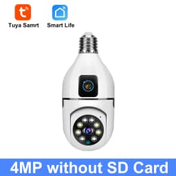 8MP HD PTZ WiFi Dual Lens Dual Screen E27 Bulb Camera Tuya Smart Life Security Video Surveillance Camera Ai Human Auto Tracking