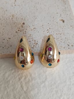 Oversized colorful Stud Earrings with Full Diamonds and Drop-shaped Pendants in European and American Styles