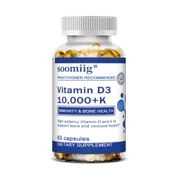 Vitamin D3 10000 IU + K2 Mk7 Capsules 120pcs for Bone, Heart Health & Immune Support, Non-GMO, Vegan, Enhanced Absorption