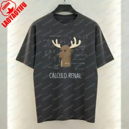 Witty Nerdy Math Cotton T-Shirt Clever Spanish Joke Deer Print Casual Tops Funny Vintage Tee Classic Fashion Men's Clothing