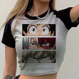 Bakugo Katsuki cropped top shoujo 2000s meme baddie goth funny t shirt anime cutecore gyaru goth cute