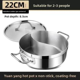 Stainless Steel Dual Hot Pot | Thickened Large-Capacity Pot for Home & Induction Cooking