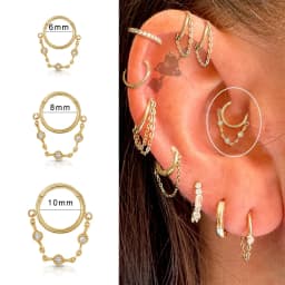 1pc Stainless Steel Simple Septum Piercing Nose Rings Women Hoop Earrings with Chain Gold Color Tragus Rook Ear Piercing Jewelry