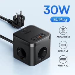 Baseus 30W Charger Fast Power Strip 4000W 3AC Outlet Desktop Charging Station Surge Protection For Tablet iPhone Samsung Xiaomi