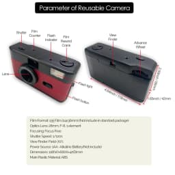 Vintage Retro 35mm Reusable Film Camera Fixed Focus Lens Manual Film Winding and Rewinding Built-in Flash Non Disposable Camera