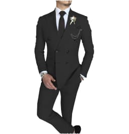 Men's Suit 2 Piece Double Breasted Peak Lapel Jacket Business Casual Slim Fit Wedding Suit For Men ( Blazer+Pants)