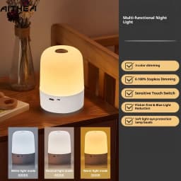 AITHEA Rechargeable Touch Sensor LED Night Light 3-Color Dimmable Portable Bedside Table Lamp for Bedroom Reading Room Decor