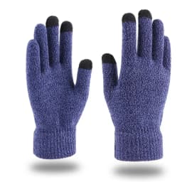 Winter Men Knitted Gloves Warm Full Fingers Touch Screen Anti-Slip Gloves for Cycling Running Driving Hiking Camping Work Mitten