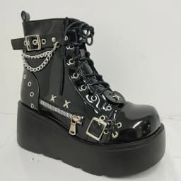 New Gothic Style Platform Vampire Cosplay Women Mid-calf Boots 2024 Winter Wedges Comfy Women Motorcycle Boots Shoes