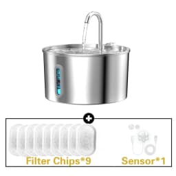 ZYFeeder 2.2L Automatic Cat Water Fountain Square Stainless Steel Bowl Pet Water Feeder Dog Water Fountain Silent(No 5V 1A Plug)