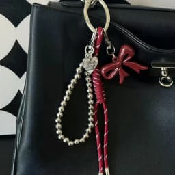 Cute Charm Bag Pendant Heart Angra Red Heart Bag Decor Bow Plush Weaving Rope DIY Bag Hanging Decoration Keychain Phone Ornament