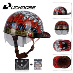 Uchoose Summer Motorcycle Casque DS Baseball Cap Helmet Retro Helmets Vintage Open Face Scooter Cruiser Chopper Gangster