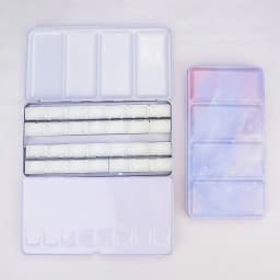 Empty Watercolor Palette Tin Color Mixing Palette Paint Storage Box Iron Paint Tray with Half/Full Pans For Painting