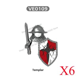 Medieval Military Castle Black Hawk Knight Building Blocks Gothic Cavalry Armor Shield Axe Soldier Figure Accessories Bricks Toy