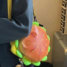 Cartoon Hamburger Crossbody Bag Cheeseburger Backpack PU Large Capacity Schoolbag Messenger Bag ?For Travel Outdoor Girls Gift