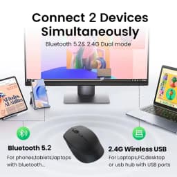KEBIDUMEI Bluetooth 5.2 Wireless Mouse Dual Mode 1600DPI Gaming Mouse 6 Button Rechargeable Silent Mice Computer Accessories