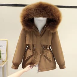 Women's down Cotton Jacket Short Thickened Winter New Style Fleece Lined Parka Korean Version Loose Cotton Coat