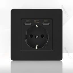86 Type Retro Switch 1-4 Gang 2 Way Wall Light Brass Lever Toggle Switch Black Matte Stainless Steel Panel EU FR Power Outlet