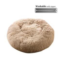 Washable Soft Long Plush Dog Bed with Zipper Cat Bed Small Medium Large Dog Round Thickened Kennel Cat Bed Blanket Couch for Dog