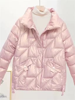 2025 New Glossy Down Cotton Jackets Women Winter Parkas Female Stand Collar Casual Warm Short Puffer Jacket Snow Outwear