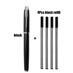 1+4Pcs Office School Ball Point Pen Metal Pen Luxury Metal Gel Pens & Refills Set Gift 0.5mm Blue Black Rollerball Pen