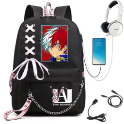 My Hero Academia Anime Print Student Backpack with Webbing Straps Girls School Bag Lightweight Casual Daypack