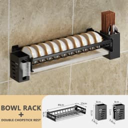 Dish Rack Punch-free Kitchen Organizer Storage Drying Shelf Wall-mounted Multifunction Drain Chopsticks Spoon Tableware Holder