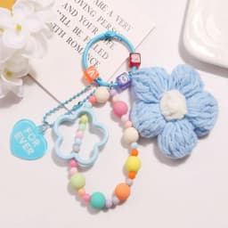 Colorful Bag Pendant Keychain Handmade Knitted Five-petaled Flowers Handbag Charm Acrylic Purse Decoration Attractive Keyring