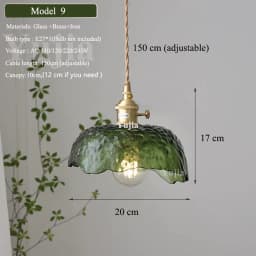 Multi-Style Nordic Pendant Lamp Green Glass Ceiling Lighting Kitchen Island Hand Brass Hanging Light Fixtures for Dining Room