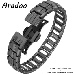 ARADOO Premium Copper Bracelet for Men with Strength 5000 Gauss Magnets Titanium Steel Wristband Jewelry Gifts