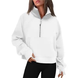 Women's Autumn/Winter Half-Zip Stand Collar Sweatshirt Casual Versatile Long Sleeve Hoodies Pullover