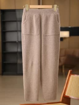 New Classy Autumn Winter Soft Thick Warm Wool Women Pencil Pants Woman 100% Merino Wool Trousers Elastic Waist Knited Wool Pants
