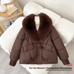 Autumn Winter Thickened Cotton Jacket Women's Outerwear with Button Closure And Fur Collar Korean Style Long Sleeve Coat