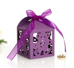 10pcs Blue Gift Box for Children's Day Birthday Wedding Party Candy Boxes Packaging Laser Hollow Cute Bear Chocolate Wrapping