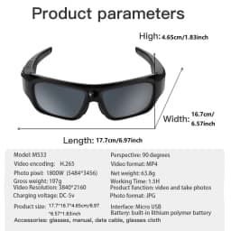 4K HD Smart Glasses Camera Mini Eyewear Camcorder for Outdoor Cycling Driving Video Recordings
