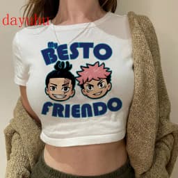 2000s Hip Hop Crop Top  Tshirt Manga Japanese Anime Jujutsu Kaisen T Shirt Gojo Satoru Tops Yuji Itadori Cropped Tees T-shirt